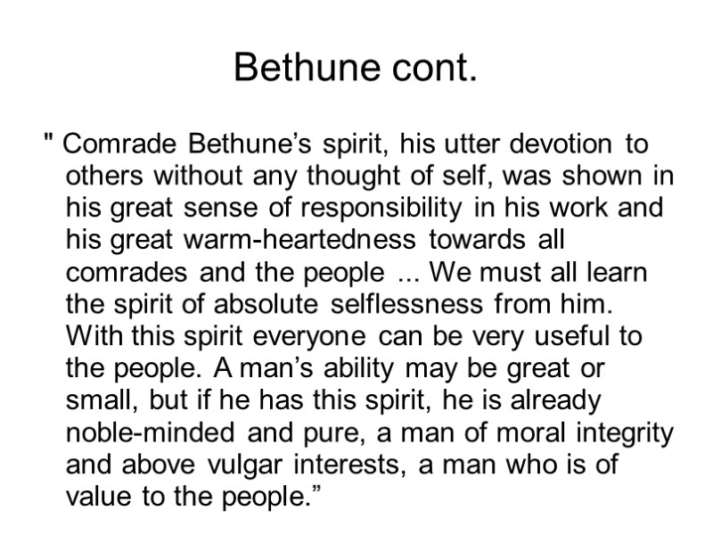 Bethune cont. 